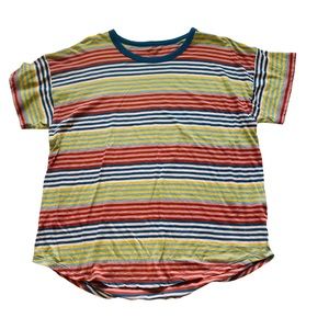 Madewell Classic Raknbow Stripe Basic Short Sleeve T Shirt | SZ XL